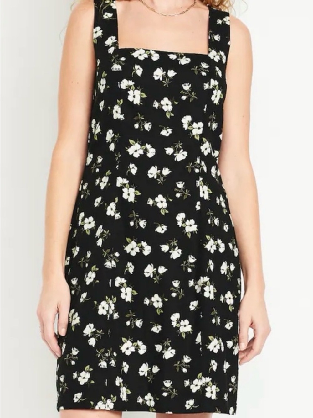 Old Navy Black Floral Square-Neck Sundress